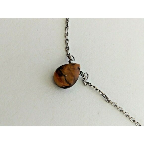 Lia Sophia Boulevard Tigers Eye Silver Tone Necklace 16-19" - Picture 2 of 6